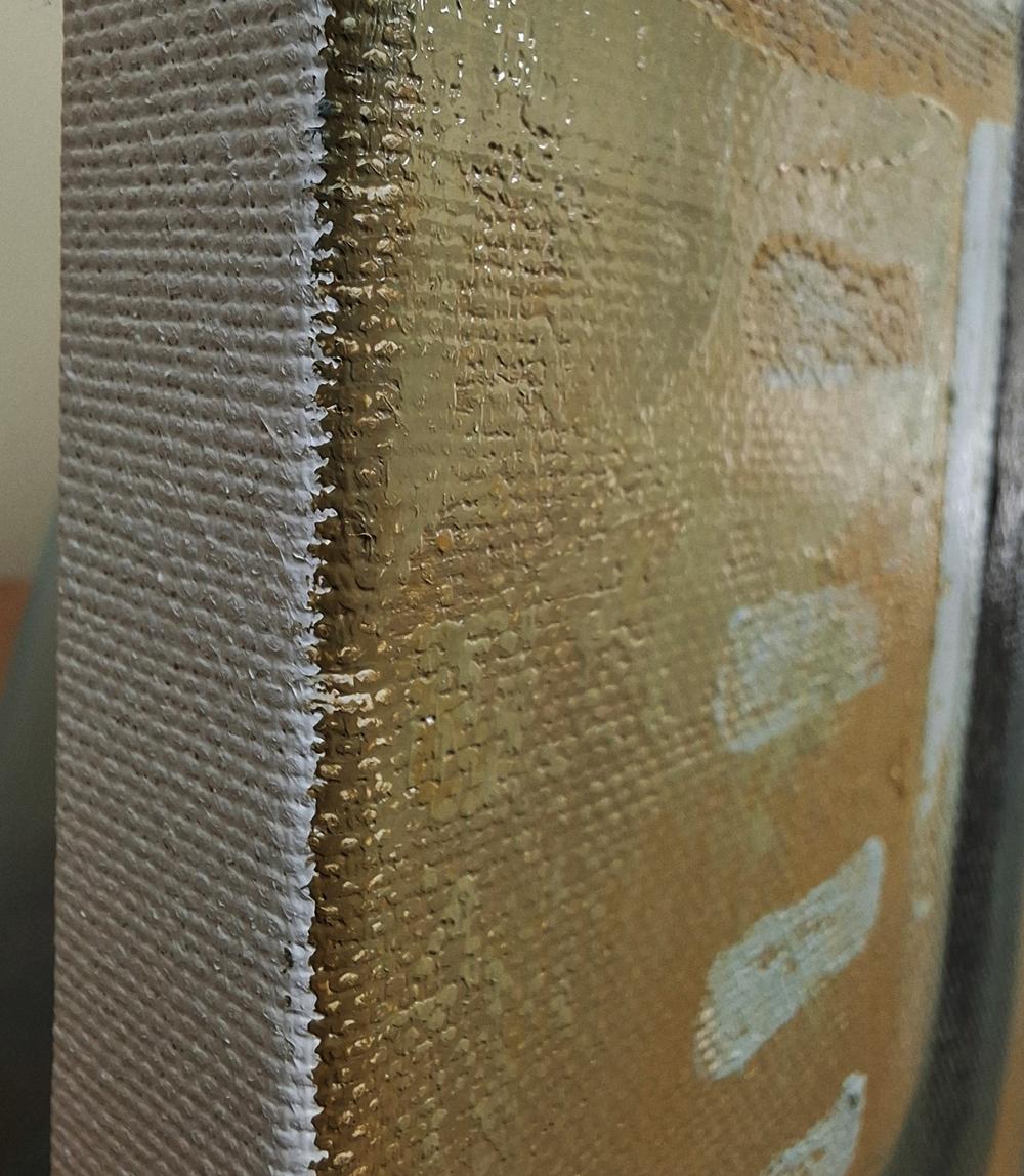 Oil painting Interaction by Sergiy Voichenko textured gold wall panel back