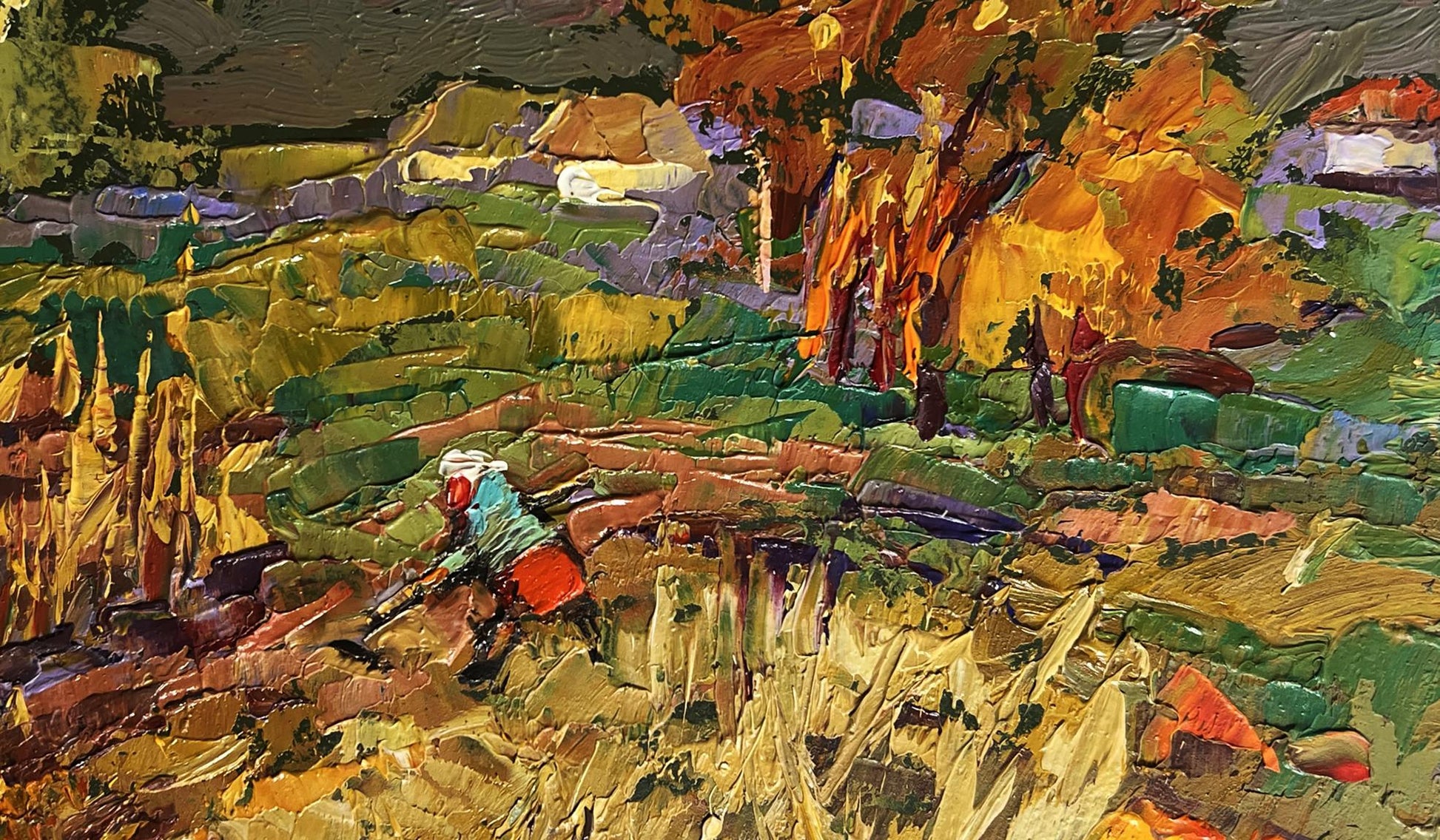 Vibrant impressionist oil painting In the Autumn Gardens by Oleksiy Ivanyuk