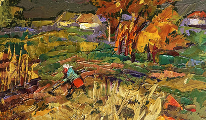 Vibrant impressionist oil painting In the Autumn Gardens by Oleksiy Ivanyuk