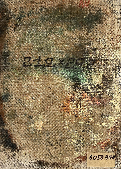 Back of weathered canvas oil painting Portrait of Jesus by Alexander Litvinov