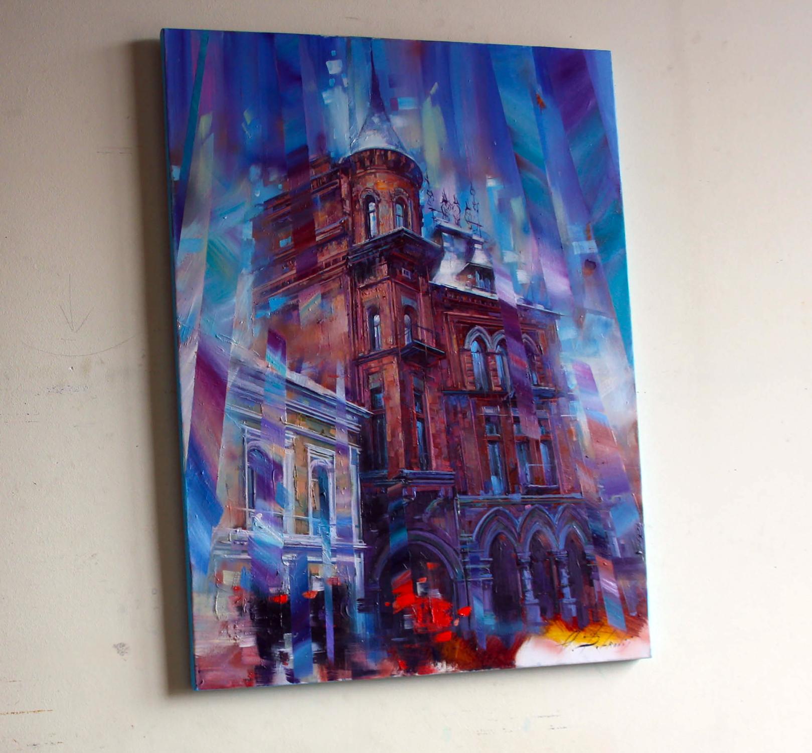 Vibrant abstract oil painting of Barons House by Alexander Dobrodiy