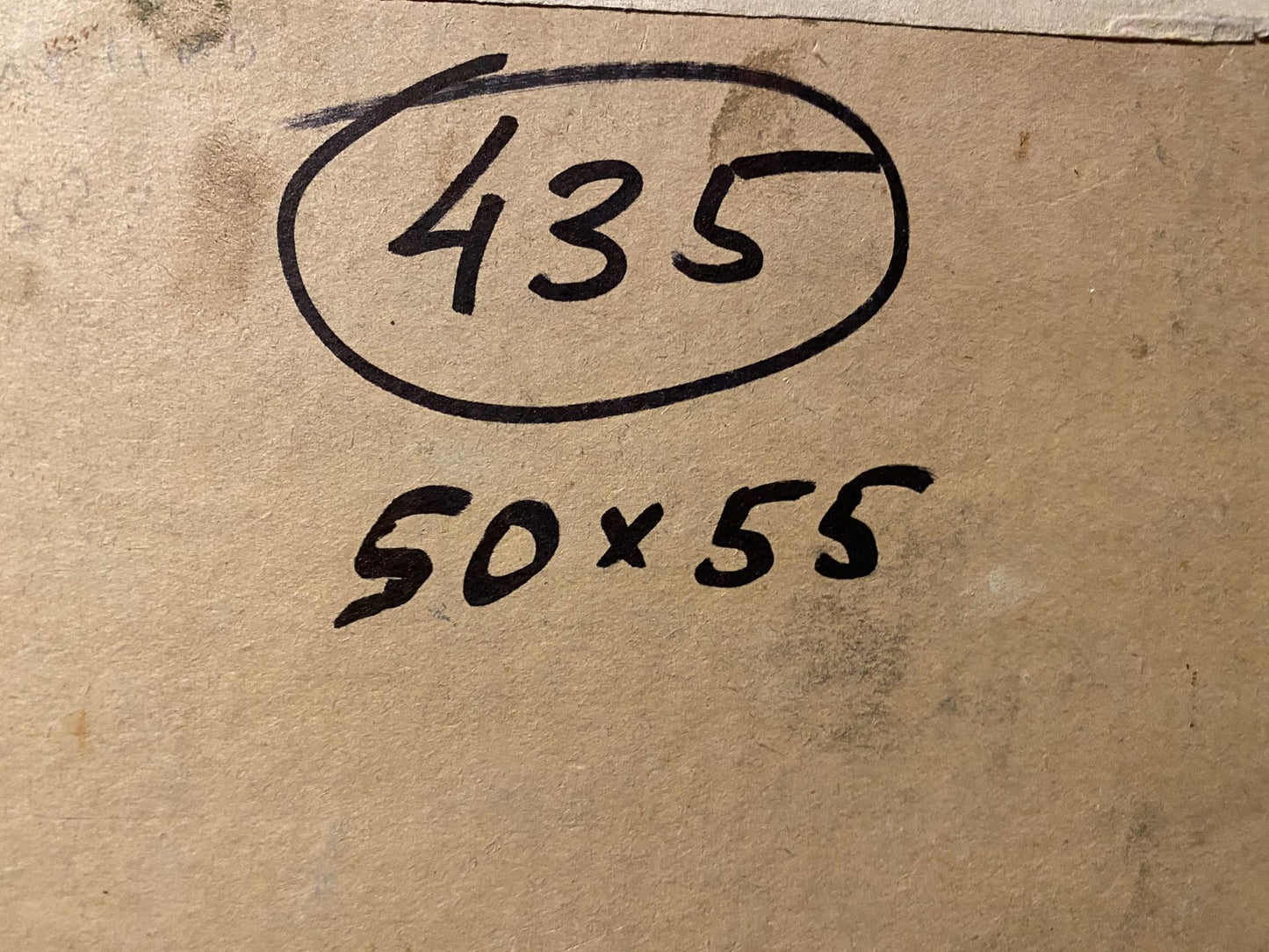 Back of Nikolai Bortnikov oil painting with handwritten ink on cardboard