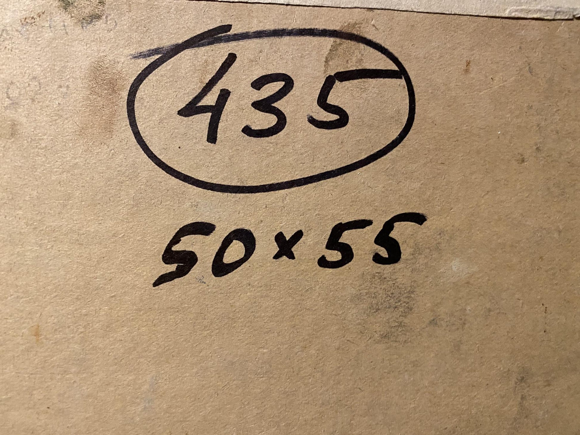 Back of Nikolai Bortnikov oil painting with handwritten ink on cardboard