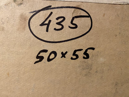 Back of Nikolai Bortnikov oil painting with handwritten ink on cardboard