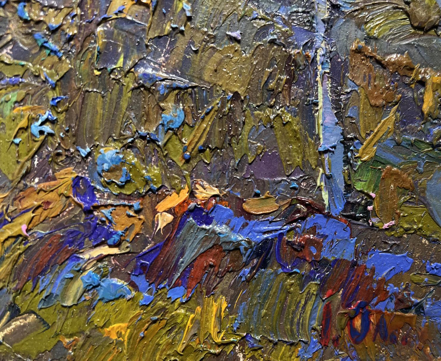 Oil painting Moonlit night in autumn by Oleksiy Ivanyuk impasto canvas