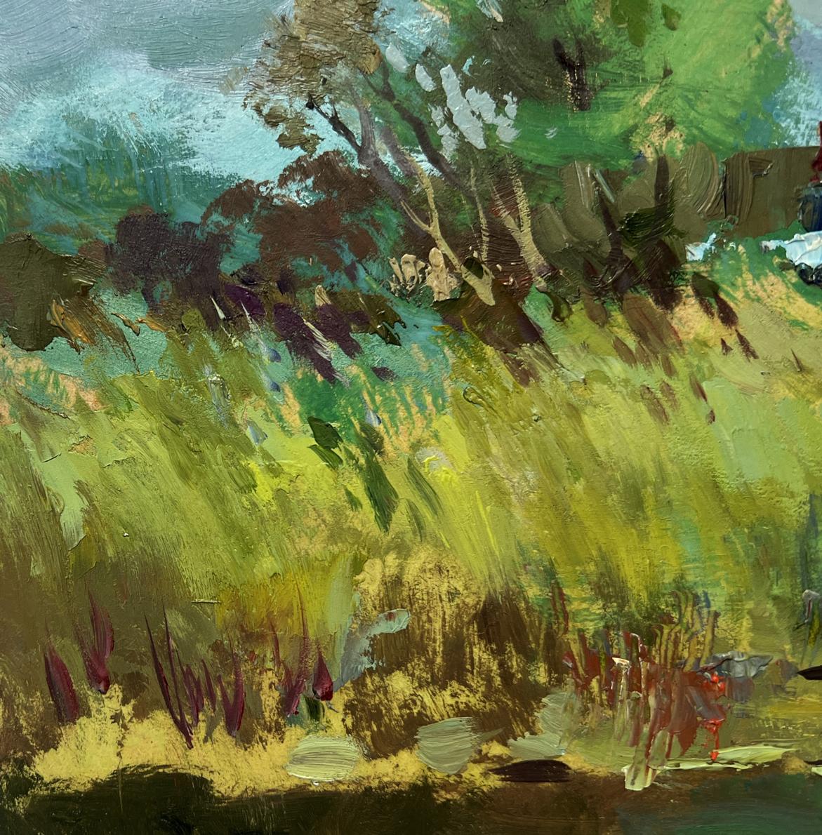 Vibrant impressionist oil painting On the outskirts of the village by Yuriy Suprunchuk