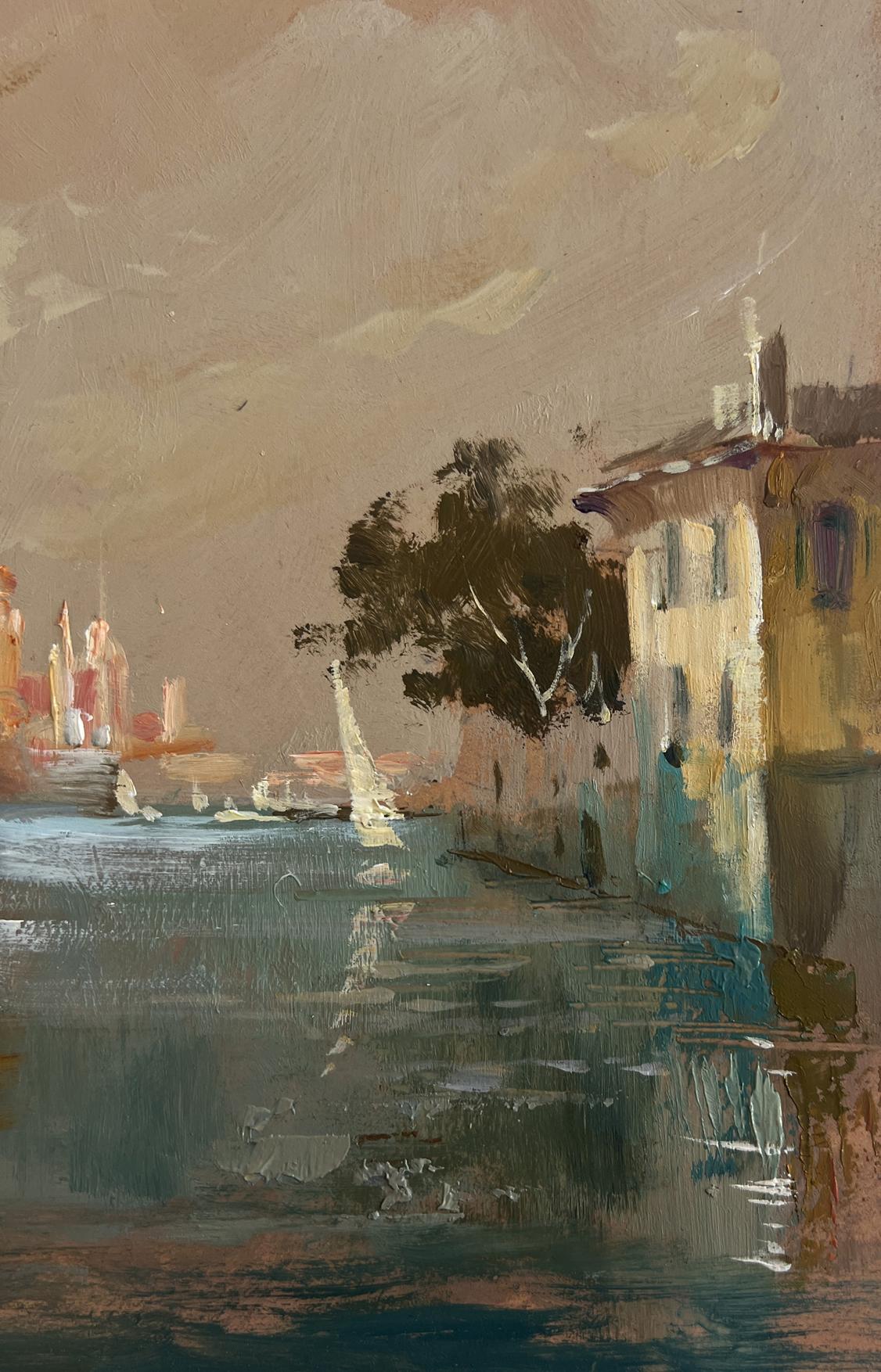 Impressionistic oil painting of romantic evening canal in Venice by Yuriy Suprunchuk