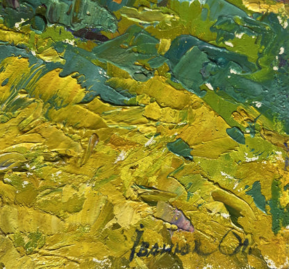 Vibrant impressionist oil painting of autumn meadows with breeze by Oleksiy Ivanyuk