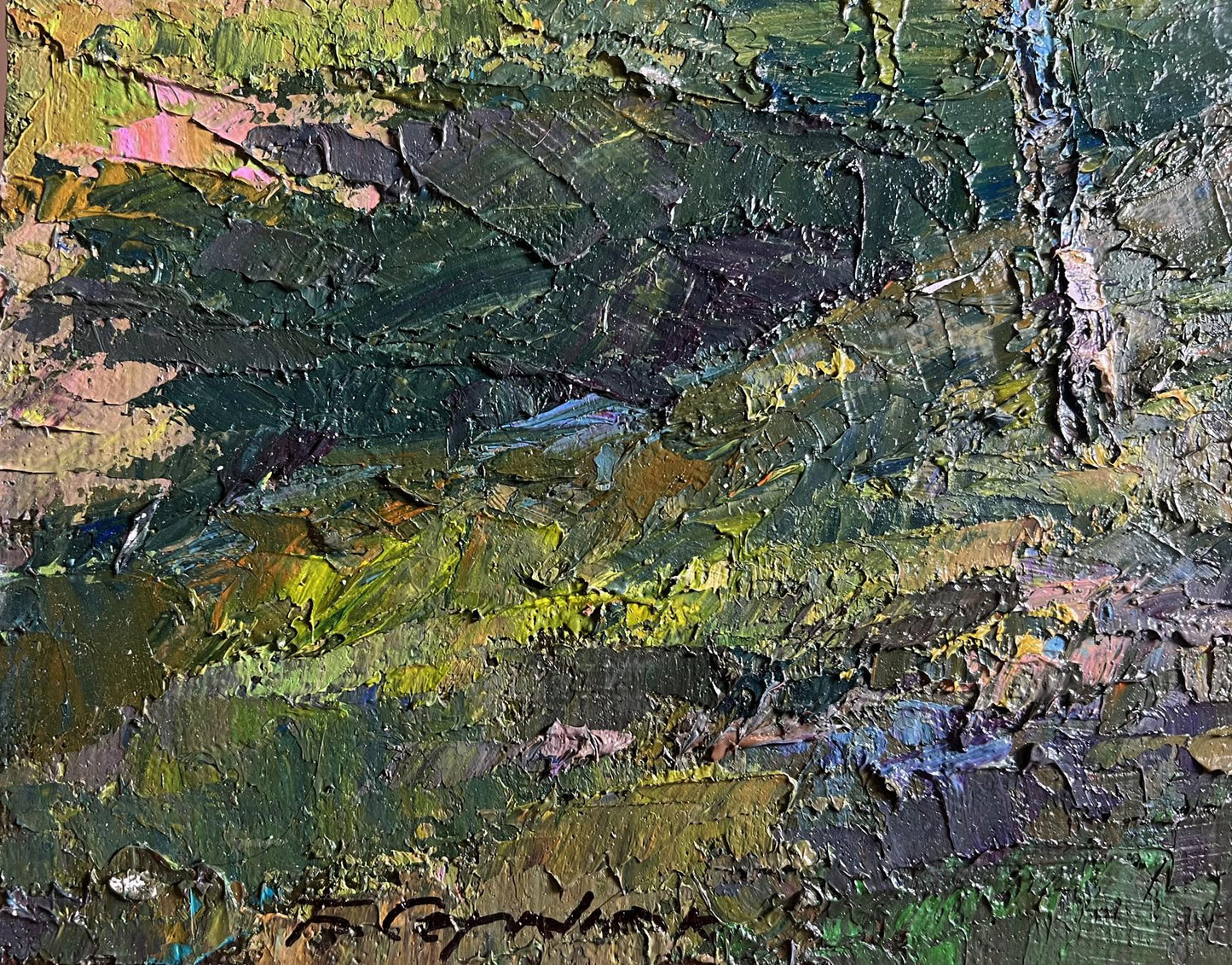 Oil painting Sunny day in birch forest by Boris Serdyuk