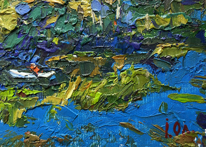 Vibrant oil painting Night rest in nature by Oleksiy Ivanyuk with impasto strokes
