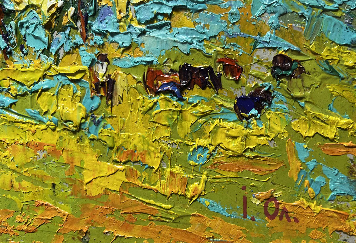 Vibrant impasto oil painting of spring meadows by Oleksiy Ivanyuk