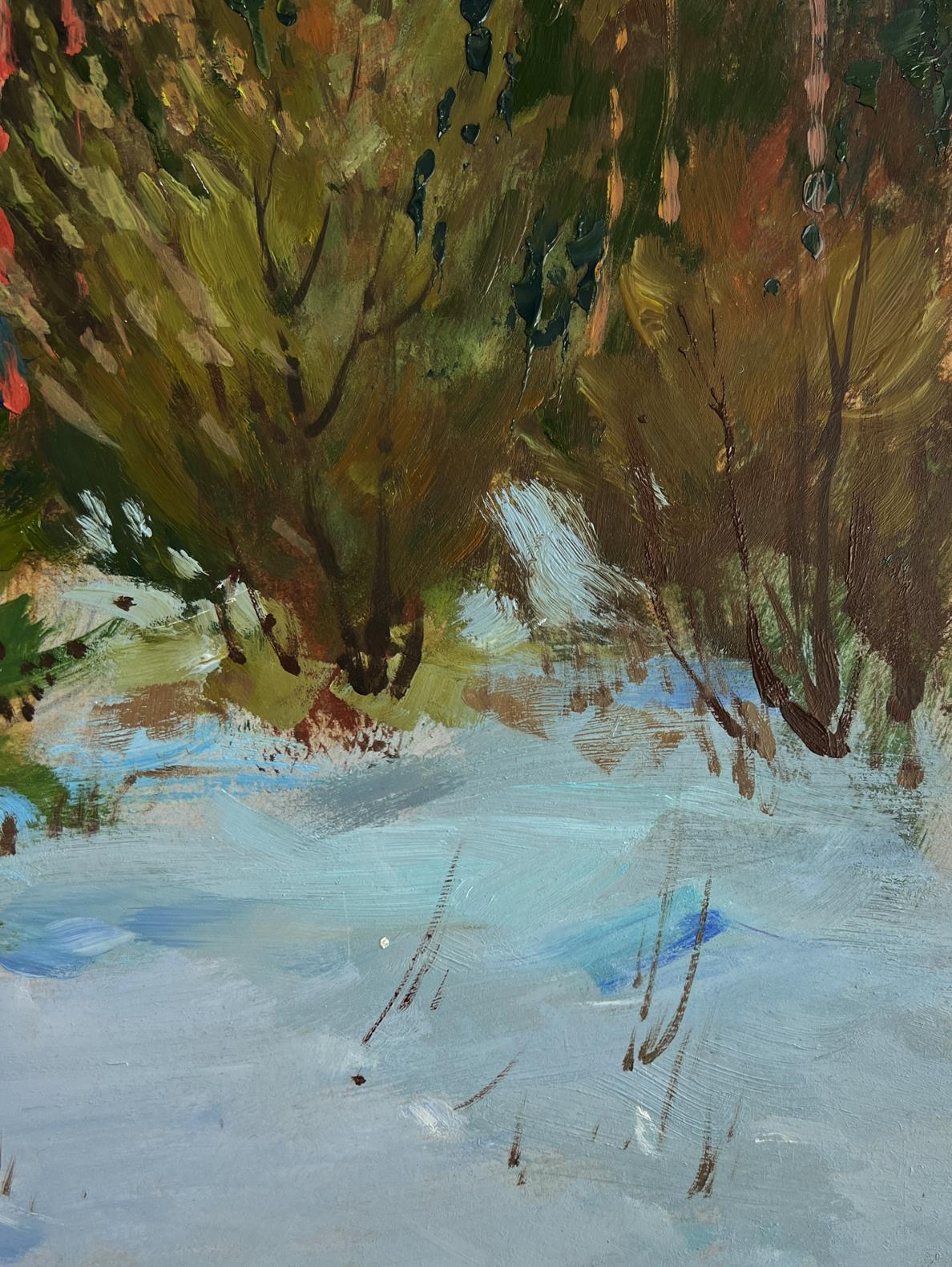 Impressionistic oil painting Path in the winter forest by Yuriy Suprunchuk