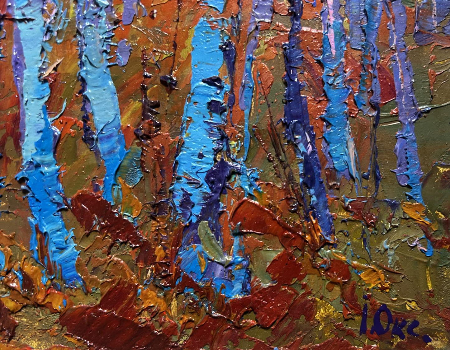 Oil painting Autumn coolness in the forest by Oksana Ivanyuk