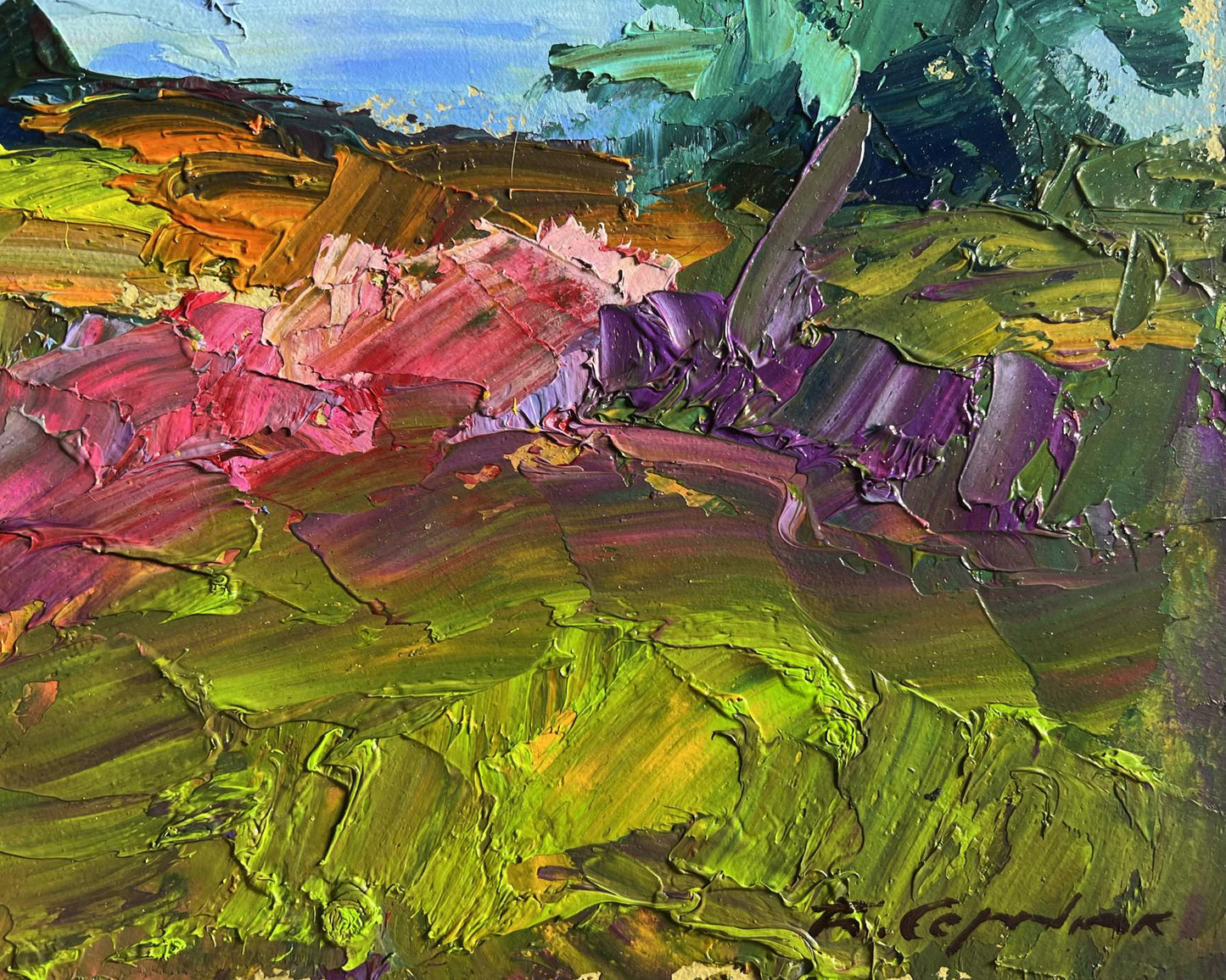 Vibrant impressionist oil painting The road to the river by Boris Serdyuk