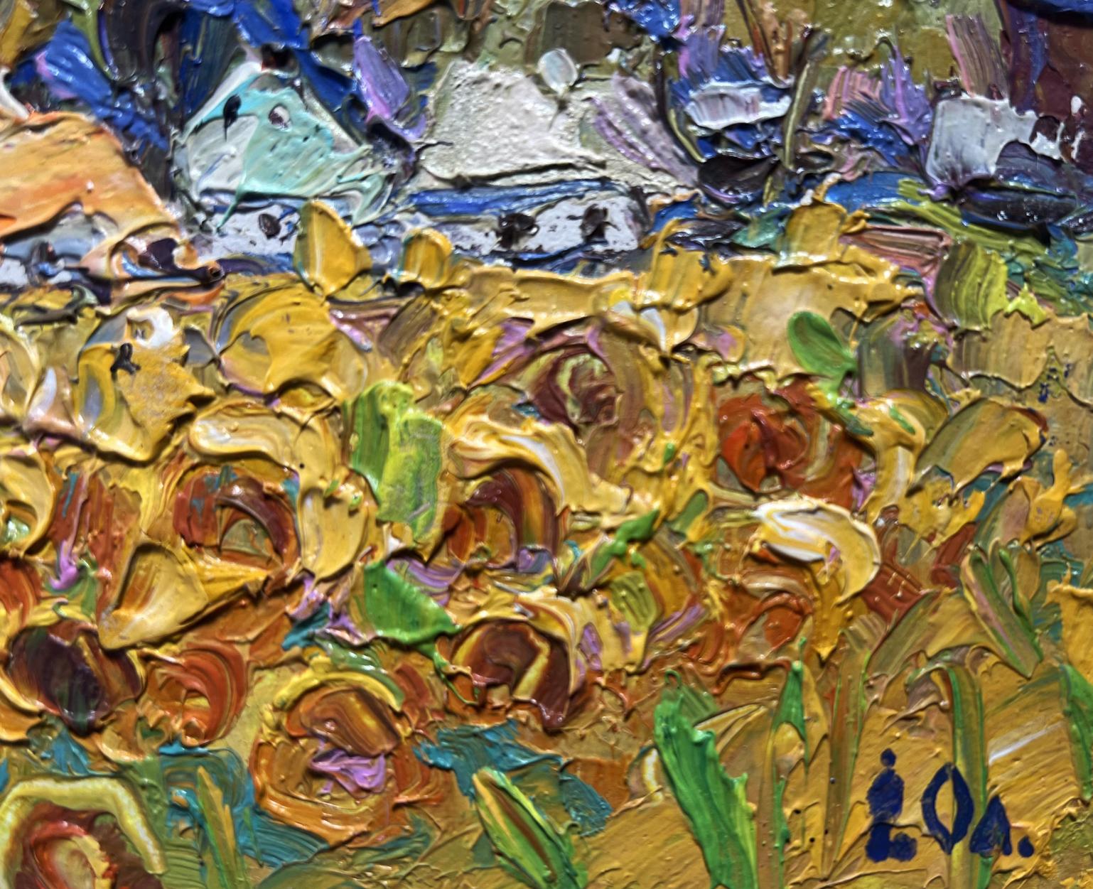 Oil painting Village Fields by Oleksiy Ivanyuk vibrant impasto fields