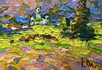 Vibrant impressionist oil painting In the mountain fields by Oleksiy Ivanyuk