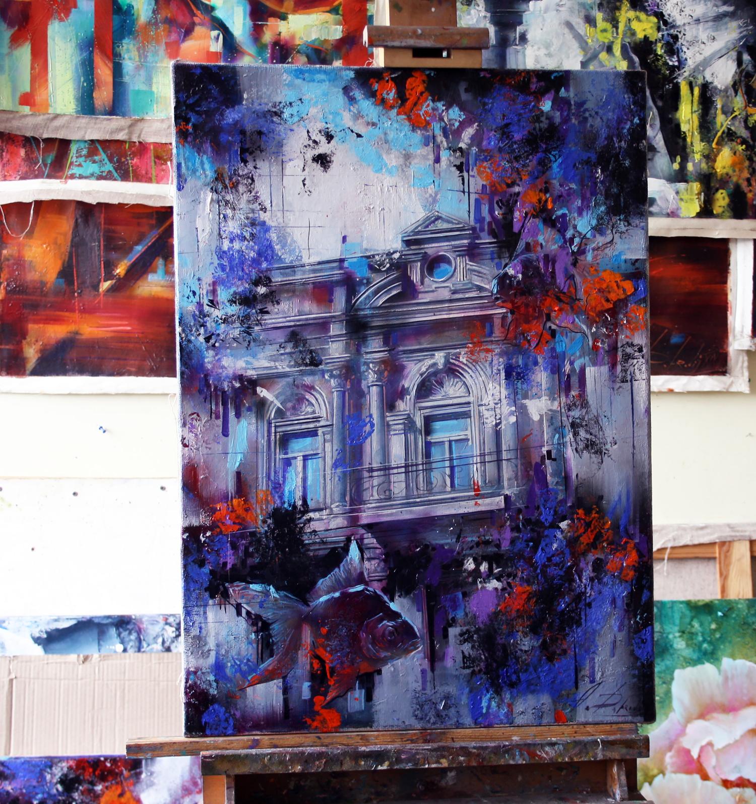 Oil painting Waiting for a miracle by Alexander Dobrodiy, vibrant abstract canvas