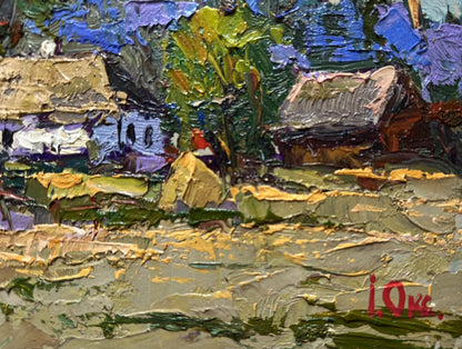 Impasto oil painting Light summer breeze by Oksana Ivanyuk rustic village scene