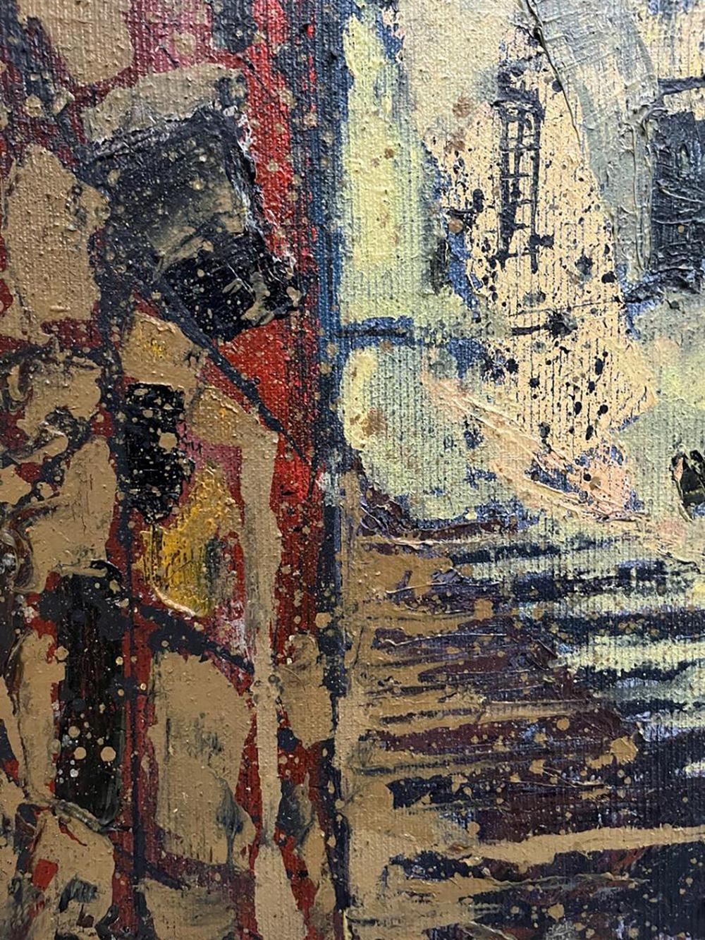 Oil painting Some street by Serhiy Kovalev, abstract expressionist textured canvas