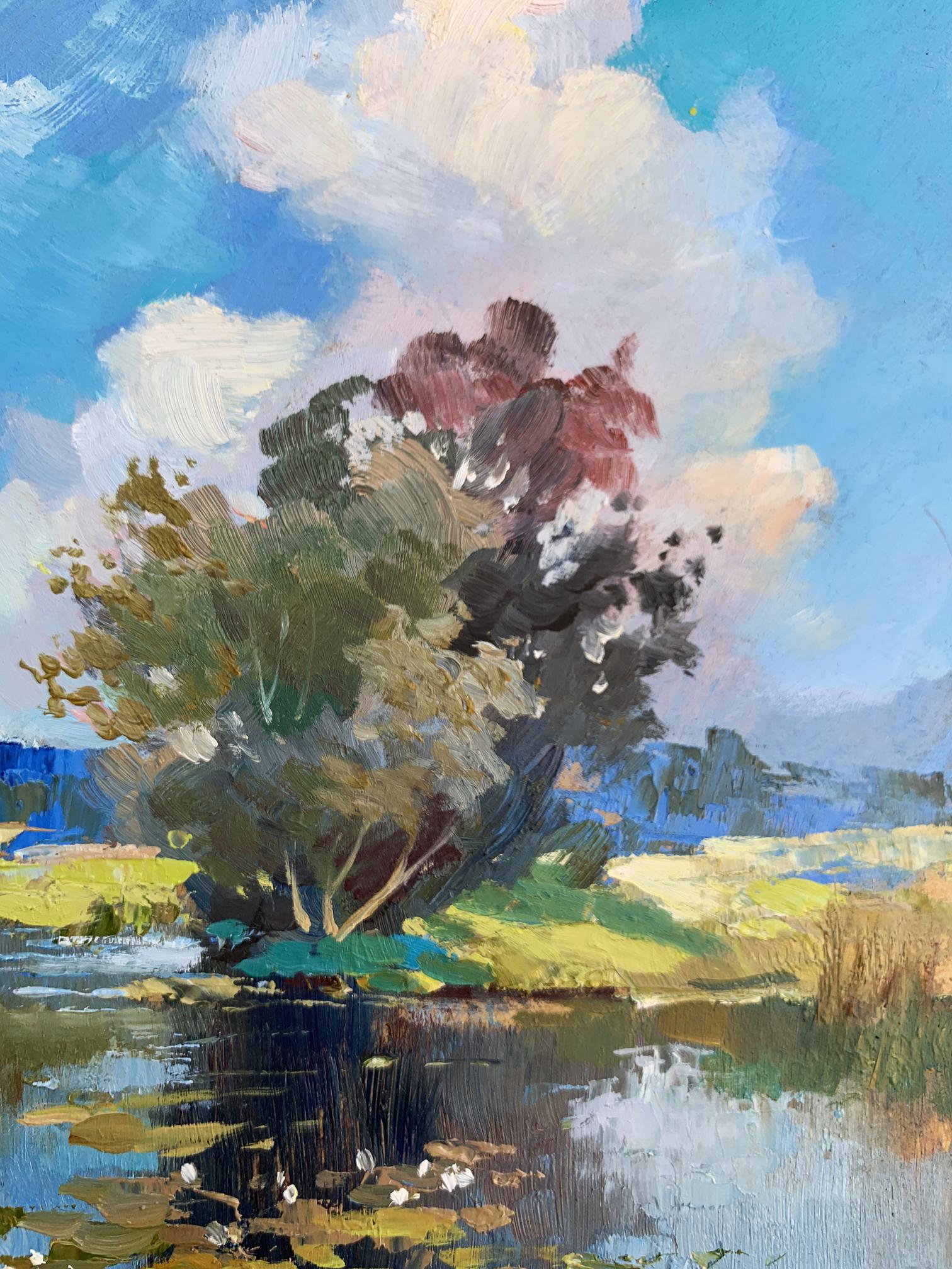 Vibrant impressionist oil painting by Yuriy Suprunchuk: lush tree in nature