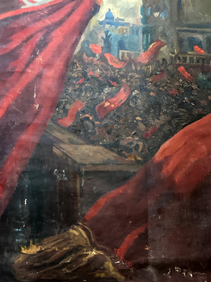 Oil painting Lenin on the Tribune Unknown Artist