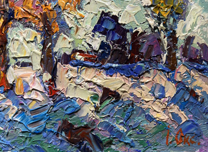 Oil painting Young poplars in the field by Oksana Ivanyuk