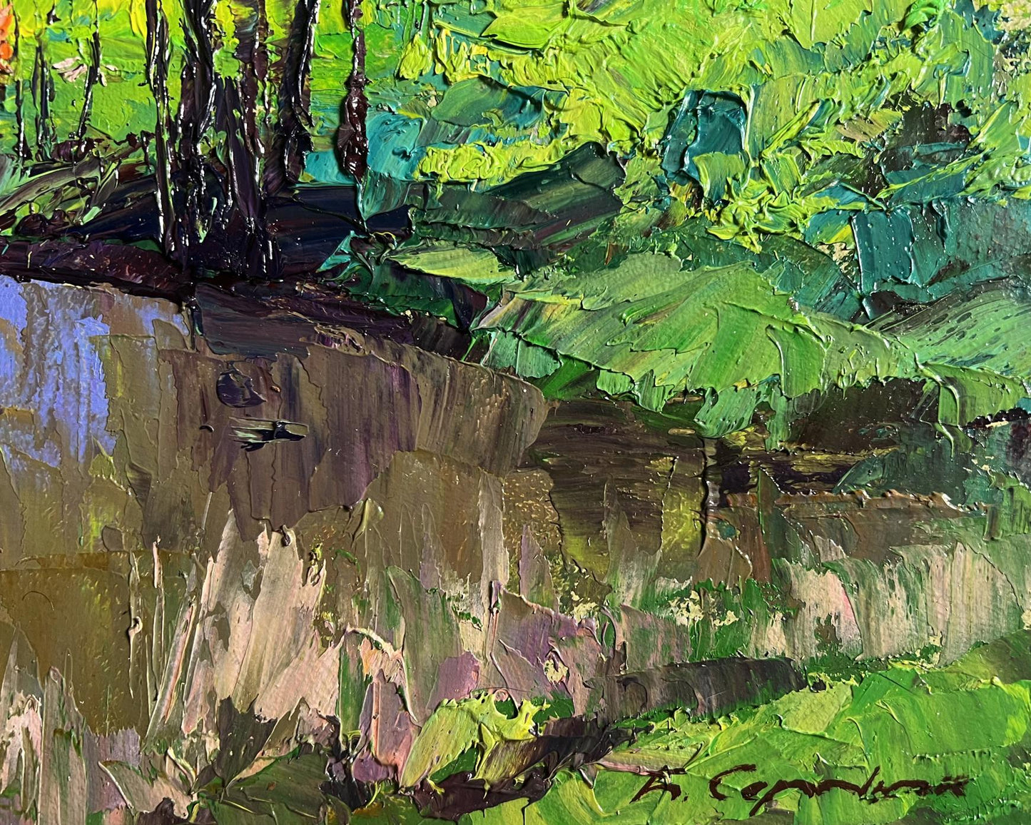 Vibrant impressionist oil painting Warm days of spring by Boris Serdyuk forest scene