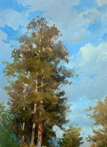 Oil painting of tall lush green tree by Yuriy Suprunchuk