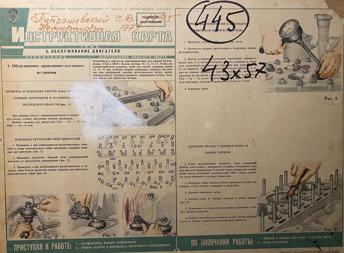 Vintage Soviet automotive repair manual oil painting by Stanislav Petrashevsky