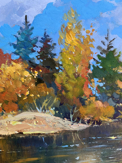 Vibrant autumn trees oil painting Here comes autumn by Yuriy Suprunchuk