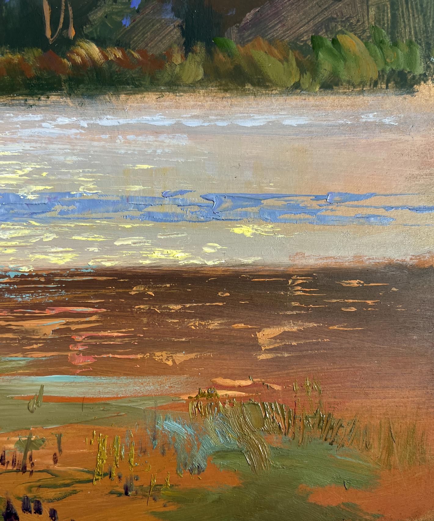 Impressionistic oil painting of mesmerizing crimson sunset by Yuriy Suprunchuk