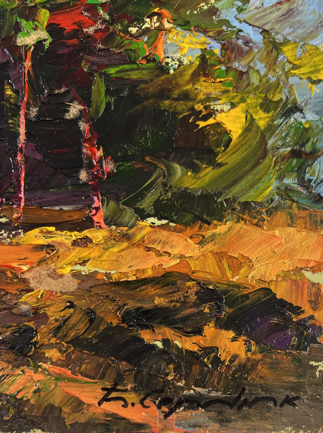 Vibrant impressionist oil painting Silence of trees and light by Boris Serdyuk