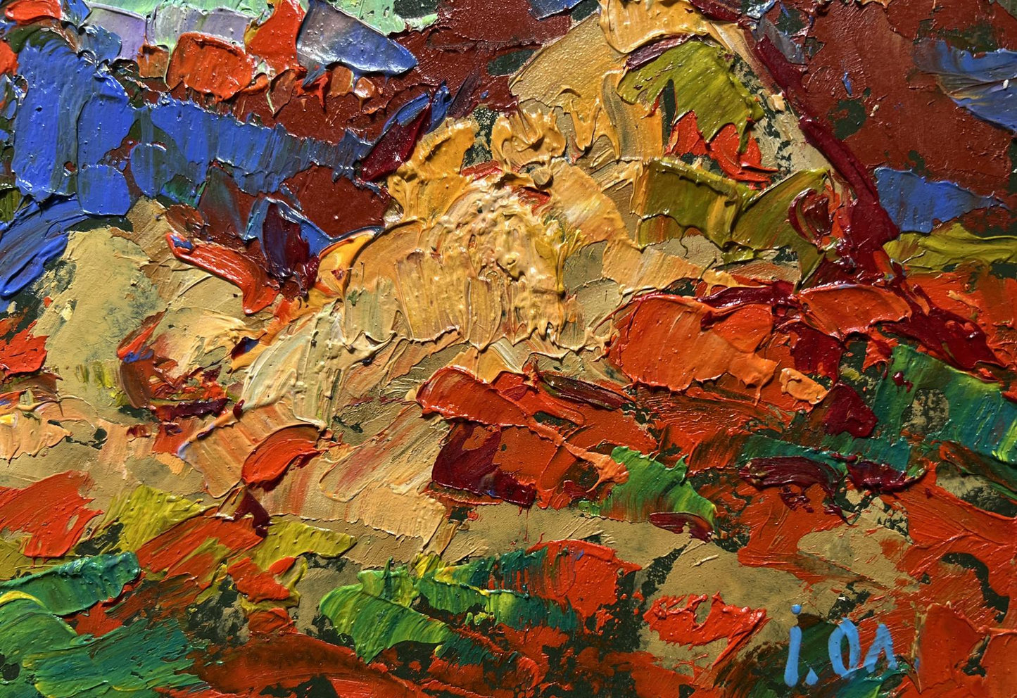 Vibrant impressionist oil painting Golden haystacks by Oleksiy Ivanyuk
