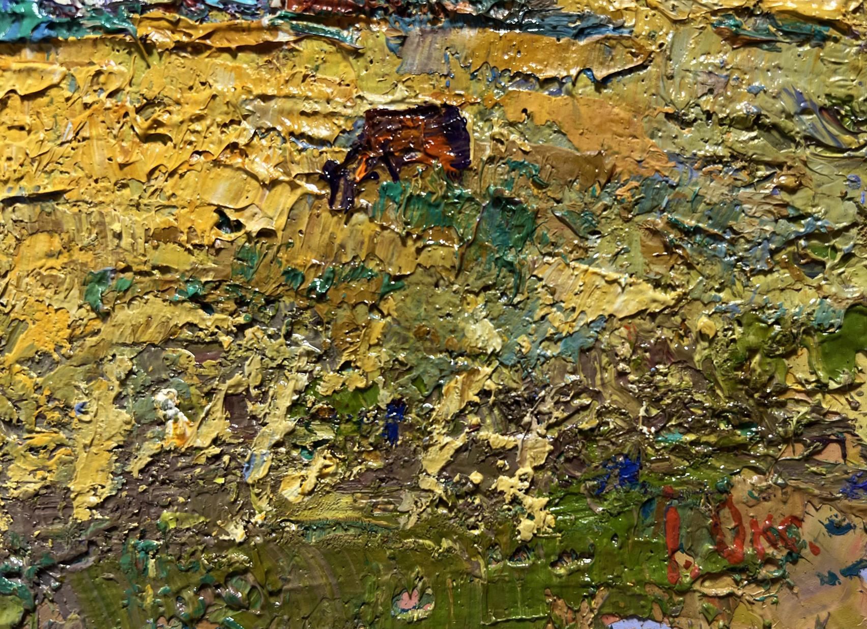 Oil painting On the yellow autumn meadows by Oksana Ivanyuk impasto texture