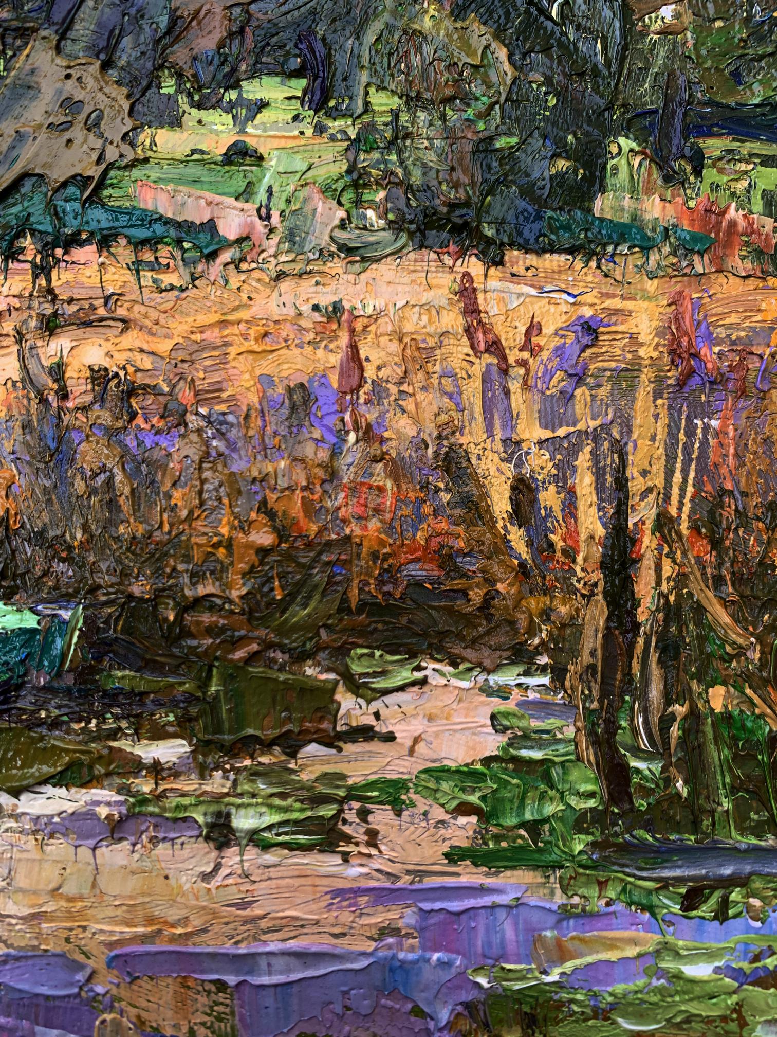 Vibrant impressionist oil painting Among the Reeds by Oksana Ivanyuk