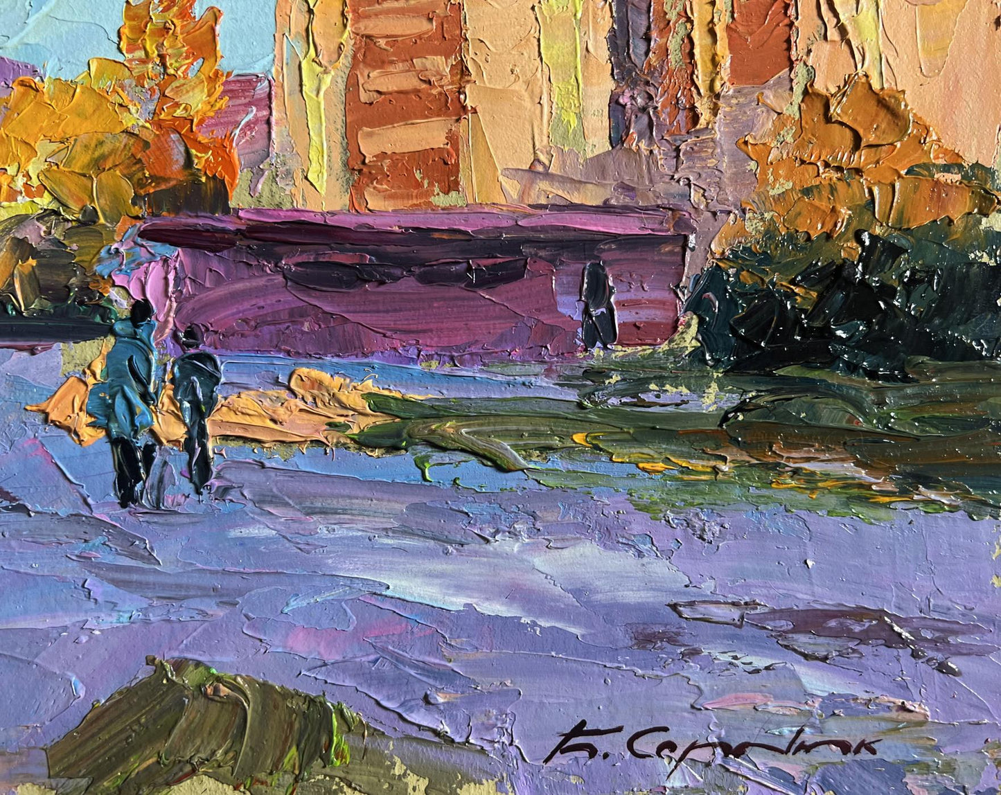 Vibrant impressionist oil painting Early morning in the city by Boris Serdyuk