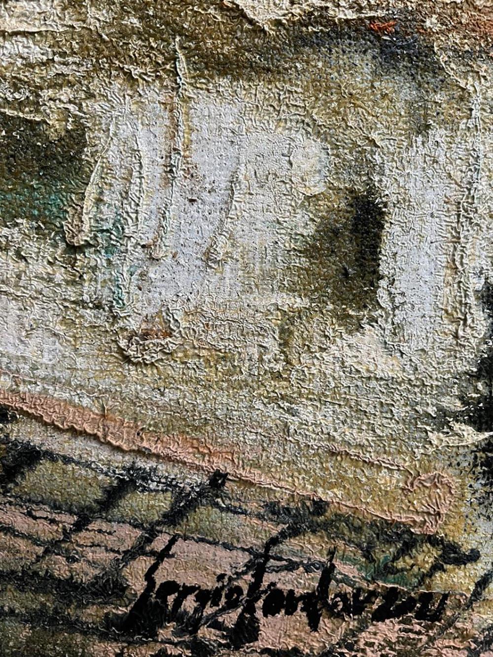 Oil painting Contrary to by Serhiy Kovalev textured canvas in earthy tones
