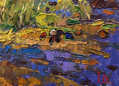 Vibrant impressionist oil painting of autumn landscape after rain by Oleksiy Ivanyuk