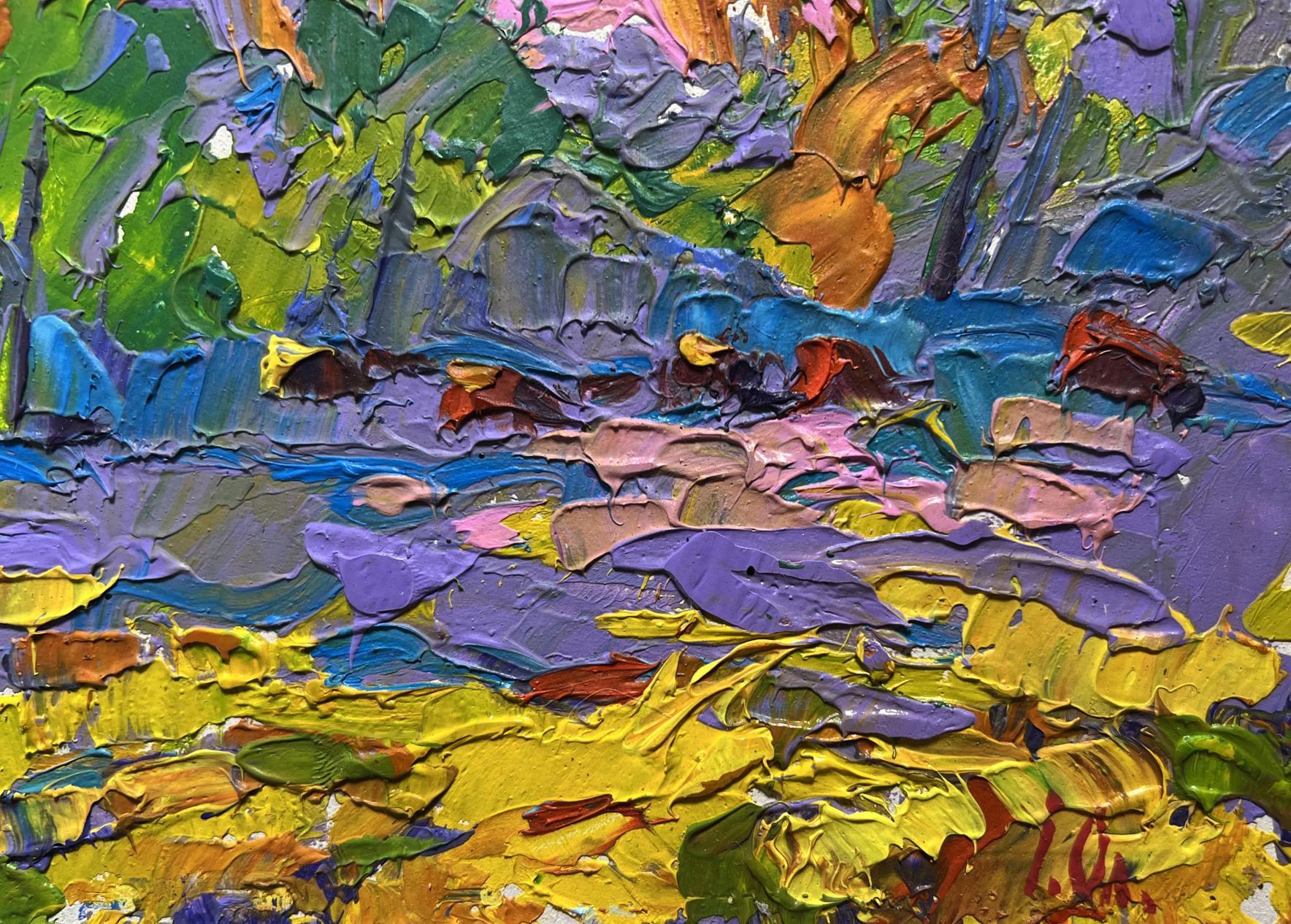 Vibrant impressionist oil painting of autumn nature colors by Oleksiy Ivanyuk
