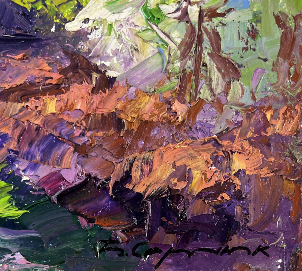 Vibrant impressionist oil painting Village in the spring silence by Boris Serdyuk