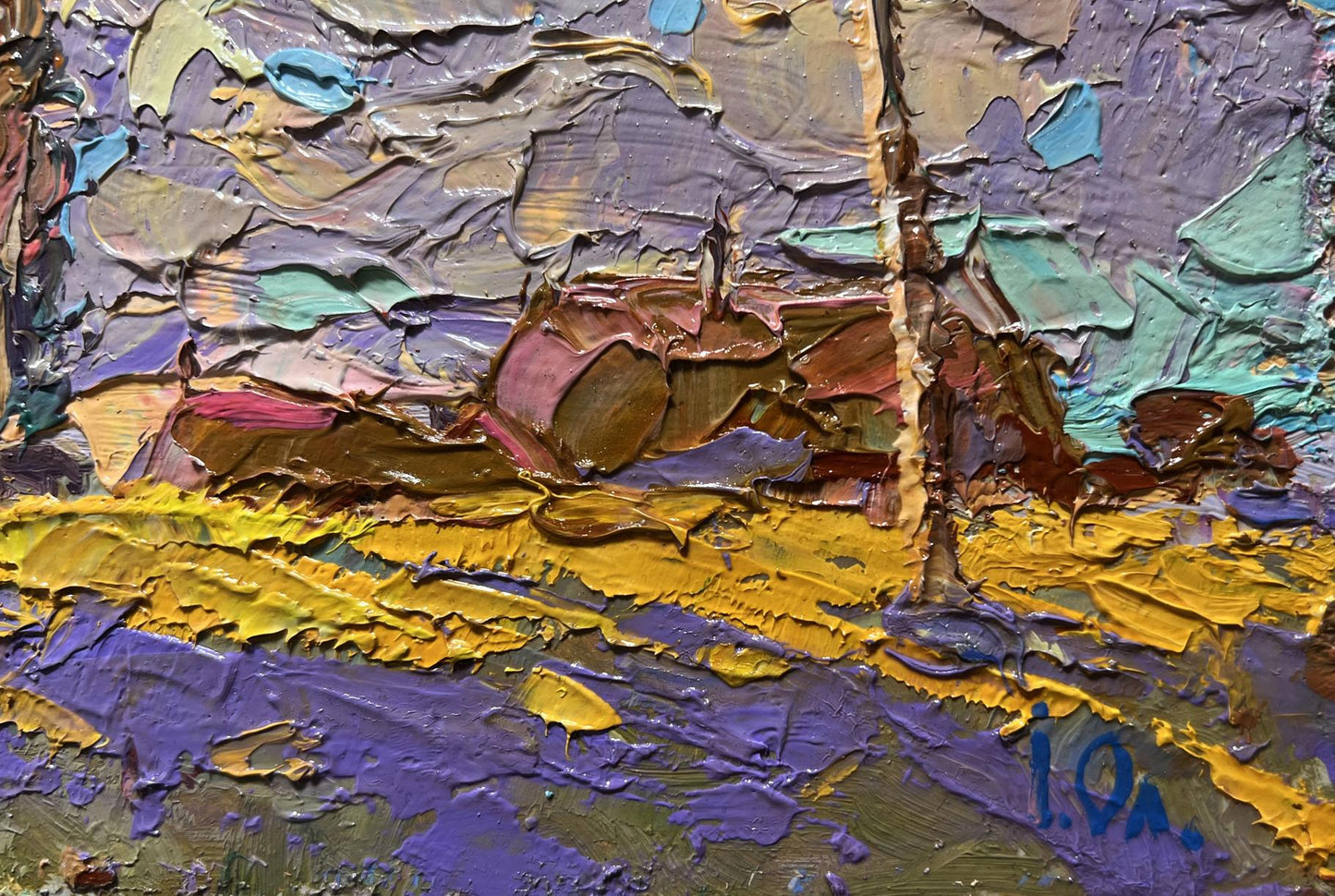 Oil painting Early autumn morning by Oleksiy Ivanyuk in vibrant purples