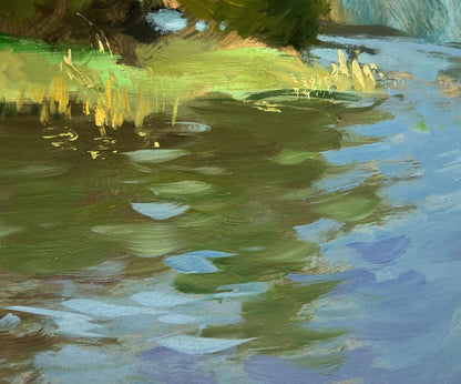 Oil painting A downpour is approaching by the river by Yuriy Suprunchuk