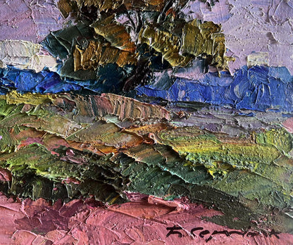 Oil painting September day in the field by Boris Serdyuk impasto landscape