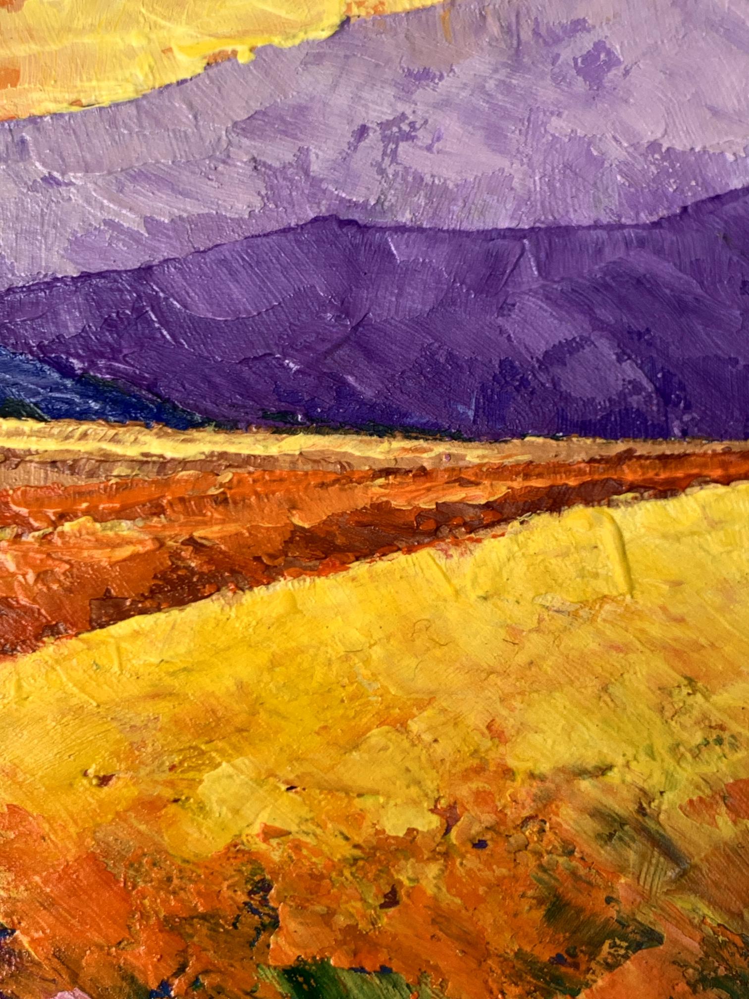 Vibrant impressionist oil painting Sun over the mountains by V. Zadorozhnya
