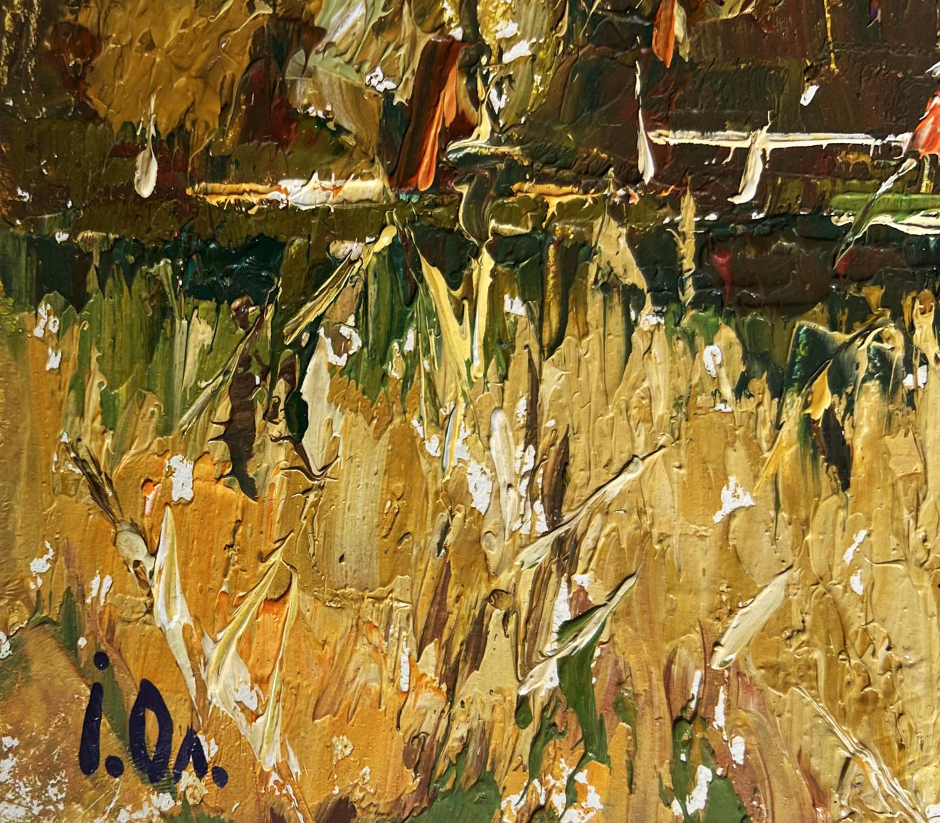 Oil painting Field and a river nearby by Oleksiy Ivanyuk impasto abstract