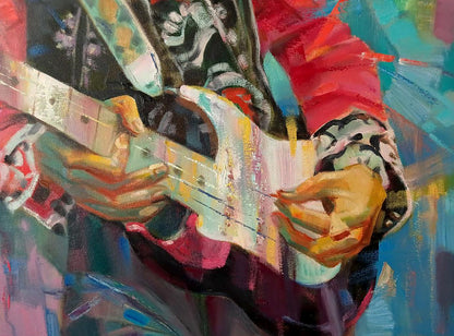 Abstract Jimi Hendrix guitar oil painting by Anatoly Tarabanov