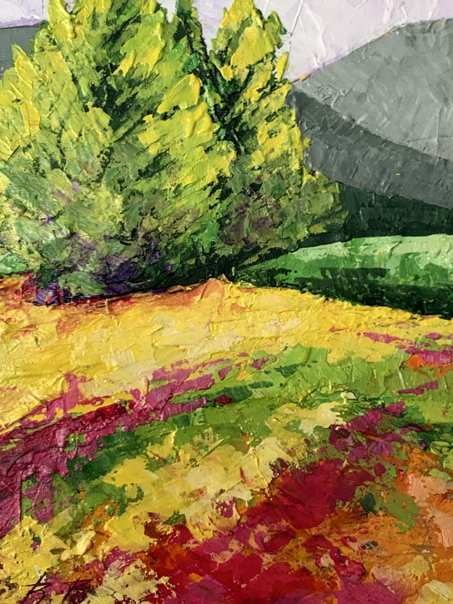 Vibrant impressionist oil painting Road to the Mountains by V. Zadorozhnya