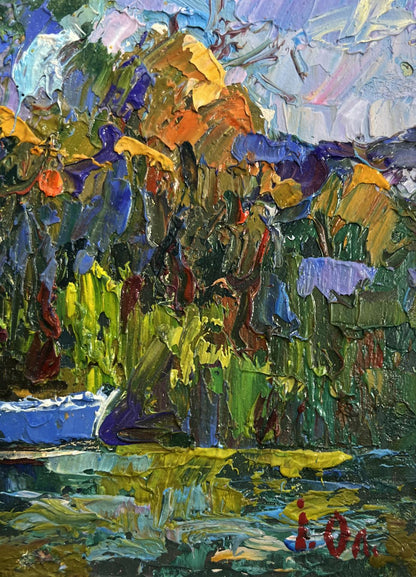 Vibrant impressionist oil painting Early morning on a boat by Oleksiy Ivanyuk