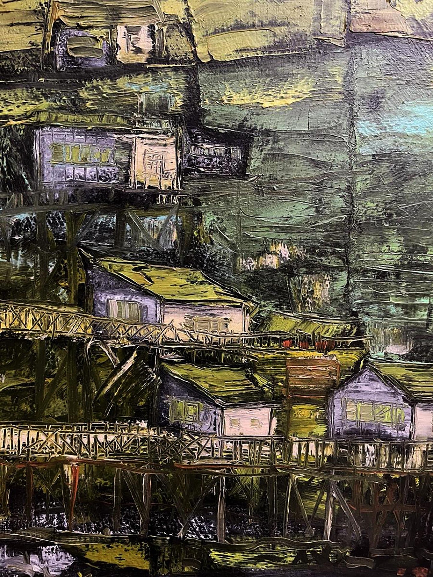 Oil painting City project by Serhiy Kovalev: abstract village on stilts