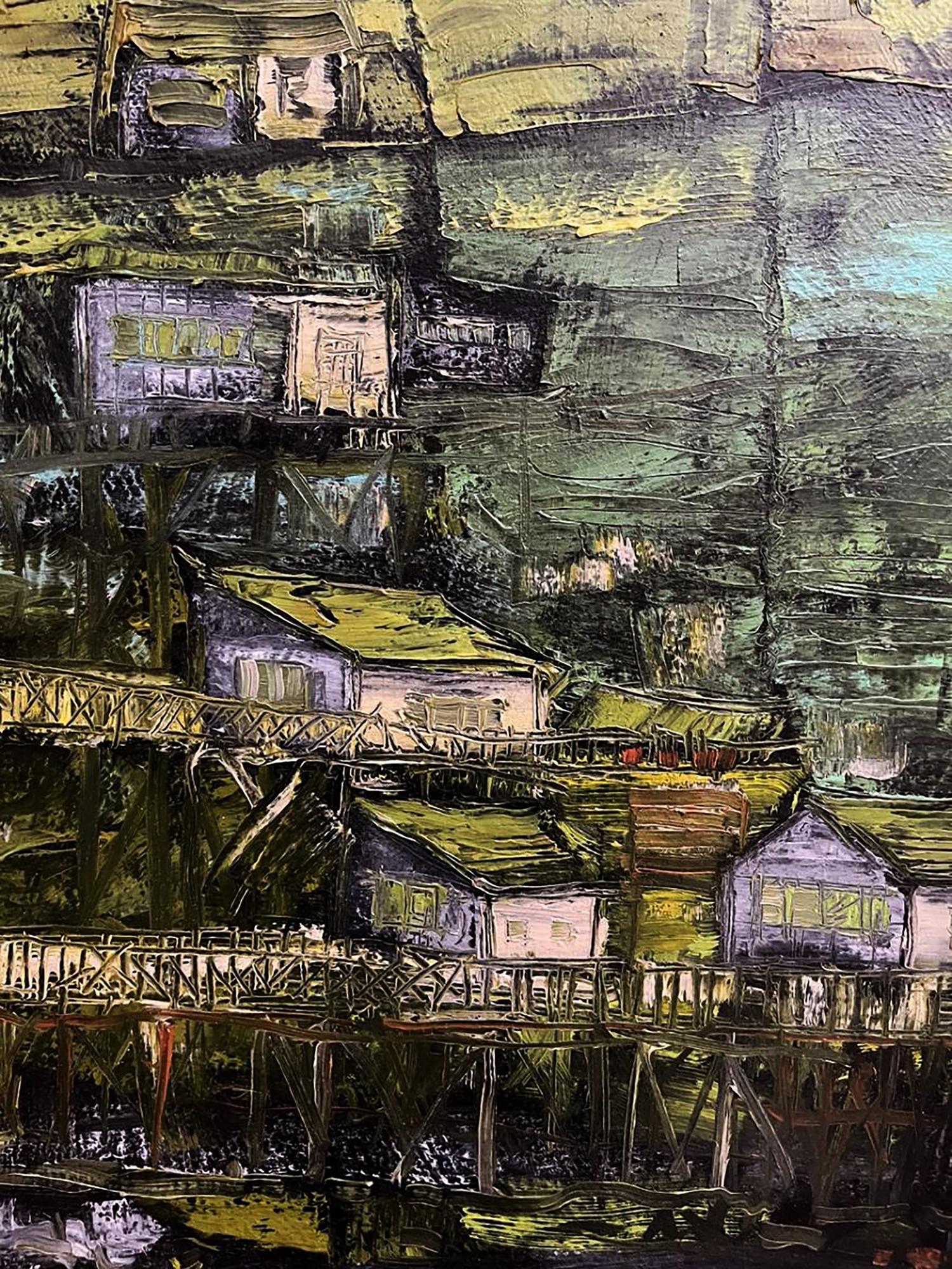 Oil painting City project by Serhiy Kovalev: abstract village on stilts
